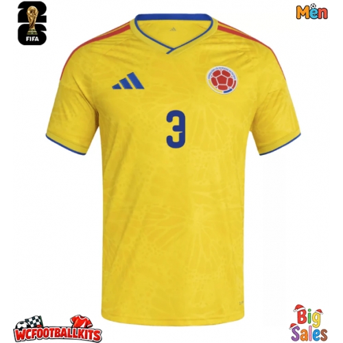 Colombia Jhon Lucumi #3 Replica Home Stadium Shirt World Cup 2026 Short Sleeve
